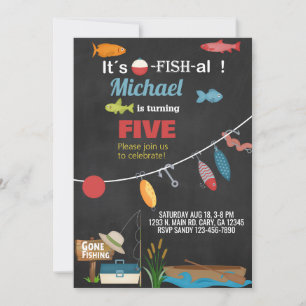 Fishing o-fish-al boy birthday invitation. invitation