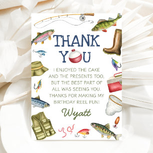 Fishing O-Fish-Ally One Boy Birthday Thank You Card