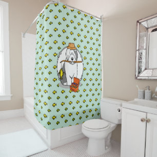 Fishing Old English Sheepdog Dog (Grey 1) Cute Shower Curtain