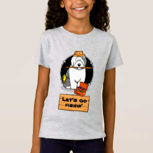Fishing Old English Sheepdog Dog (Grey 1) Cute T-Shirt