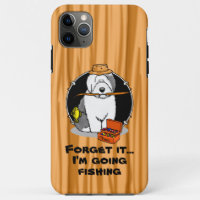 Fishing Old English Sheepdog (Grey 1) Cute OES