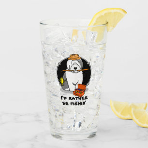 Fishing Old English Sheepdog (Grey 1) Cute OES Glass