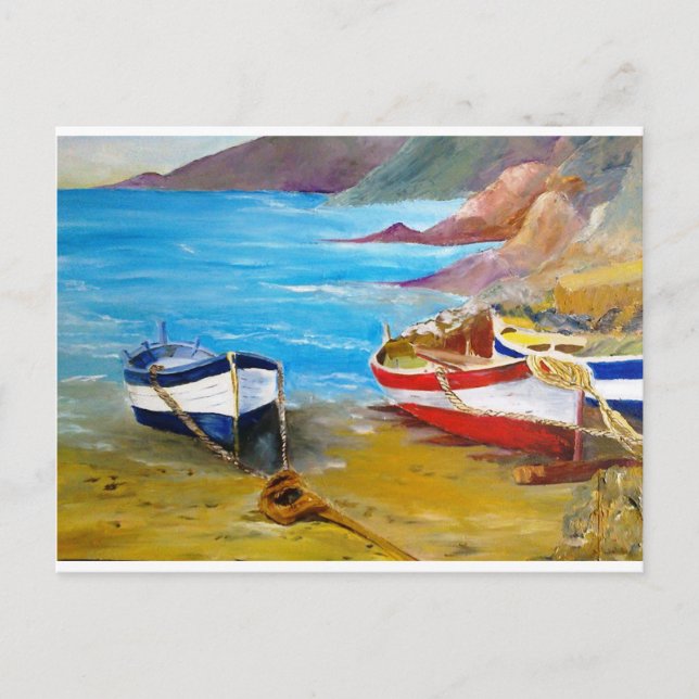 Fishing old row boats postcard (Front)