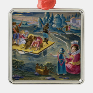 Fishing on a Lake at Night, plate 101 from 'Venati Metal Tree Decoration