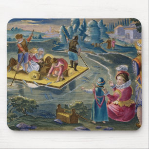 Fishing on a Lake at Night, plate 101 from 'Venati Mouse Mat
