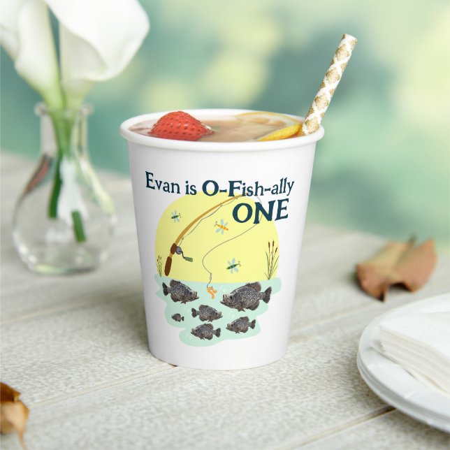 Fishing One Kid's First Birthday Crappie Fish  Paper Cups (Insitu)