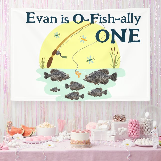 Fishing One Kid's First Birthday Crappie Pan Fish Banner (Party)