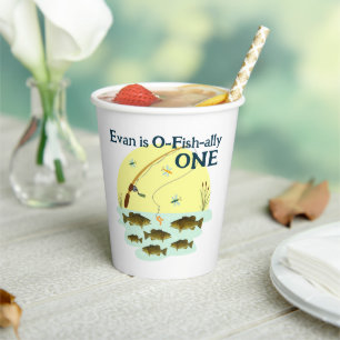 Fishing One Kid's First Birthday Smallmouth Bass Paper Cups