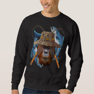 Fishing Orangutan Outdoor Fisherman Animal Cute Fl Sweatshirt