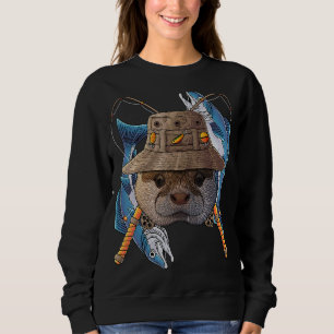 Fishing Otter Outdoor Fisherman Animal Cute Fly Fi Sweatshirt