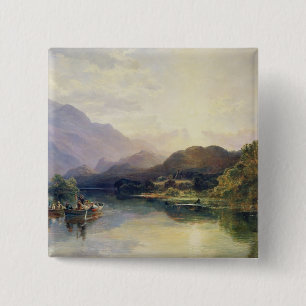 Fishing Party at Loch Achray, with a View of Ben V 15 Cm Square Badge