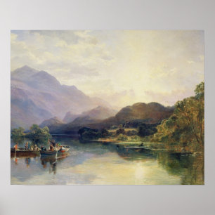 Fishing Party at Loch Achray, with a View of Ben V Poster