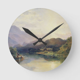 Fishing Party at Loch Achray, with a View of Ben V Round Clock