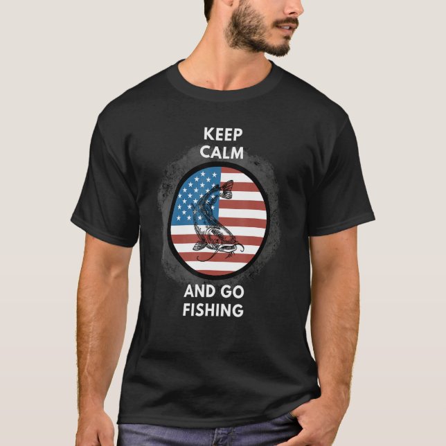 Fishing Patriotic American flag T-Shirt (Front)