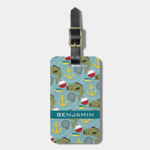 Fishing Pattern with Custom Name Luggage Tag