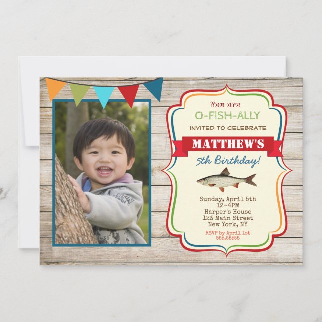 Fishing Photo Birthday Invitations (Front)
