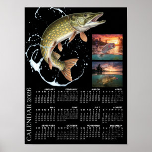 Fishing Photo Calendar 2026, Sports Fishing, Carp Poster