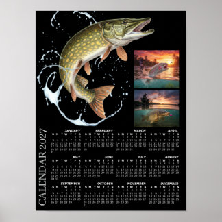 Fishing Photo Calendar 2027, Sports Fishing, Carp Poster