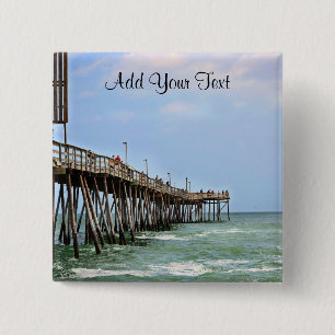 Fishing Pier by Shirley Taylor 15 Cm Square Badge