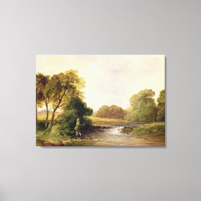 Fishing: Playing a Fish (oil on canvas) Canvas Print (Front)