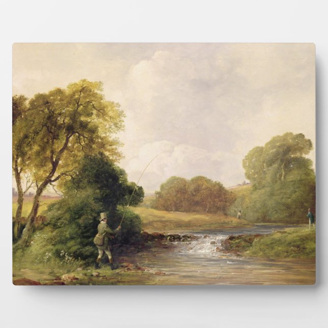 Fishing: Playing a Fish (oil on canvas) Plaque (Front)