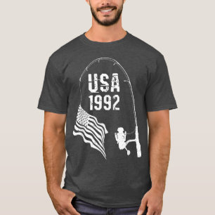 Fishing pole American Flag 1992 Birthday T-Shirt