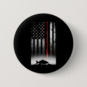Fishing Pole American Flag for Patriotic 6 Cm Round Badge