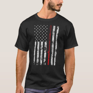 Fishing Pole American Flag gift for Fisherman T Sh T-Shirt