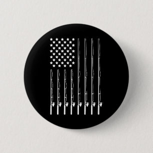 Fishing Pole American Flag Patriotic Outdoorsman  6 Cm Round Badge