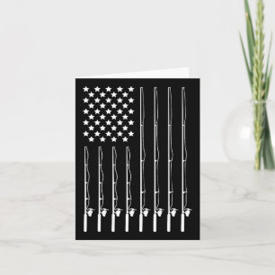 Fishing Pole American Flag Patriotic Outdoorsman Card