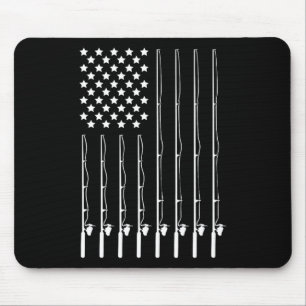 Fishing Pole American Flag Patriotic Outdoorsman  Mouse Mat