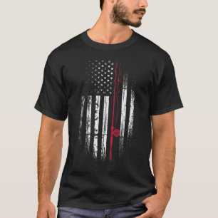 Fishing Pole American Flag Patriotic Outdoorsman T-Shirt