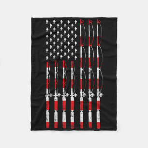 Fishing Pole American Usa Flag Patriotic Fishing G Fleece Blanket