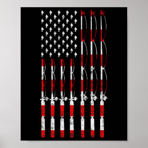 Fishing Pole American Usa Flag Patriotic Fishing G Poster