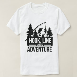 Fishing Pole & Catch Outdoor Camping Illustration T-Shirt