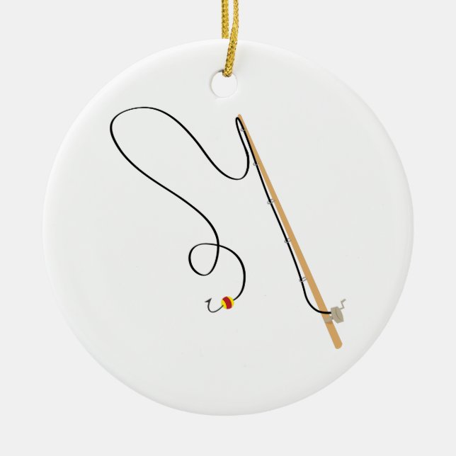 Fishing Pole Ceramic Tree Decoration (Front)