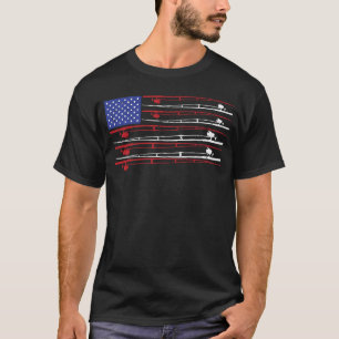 Fishing Pole I American Flag I Patriotic Fishing T-Shirt
