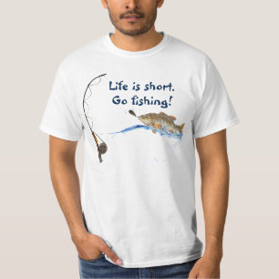 fishing pole with fish in water T-Shirt