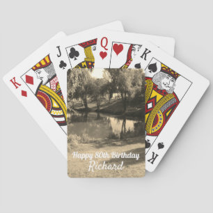 Fishing Pool personalised 80th birthday Playing Cards