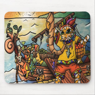 Fishing Port Merchant Cat Mouse Mat