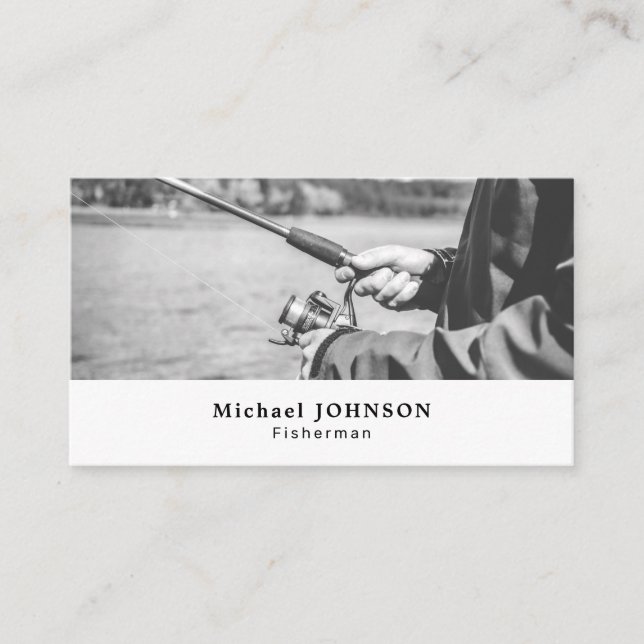 Fishing Portrait, Fisherman, Fishing Tackle Store Business Card (Front)