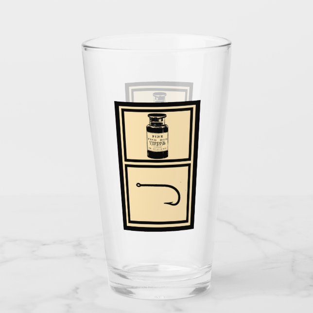 Fishing Pub Glass, Beer, Gift For Him, Fisherman Glass (Front)