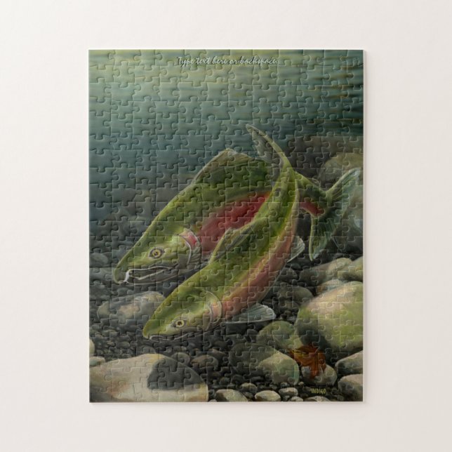 Fishing Puzzle Personalised Wild Salmon Art Puzzle (Vertical)