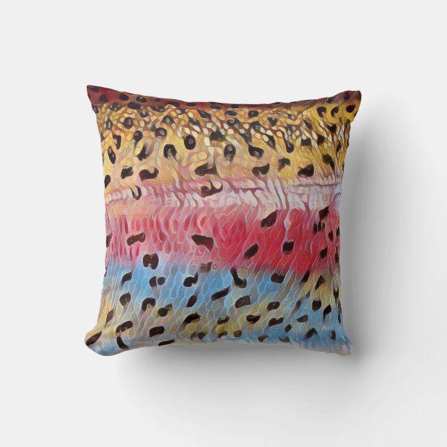 Fishing Rainbow Trout 16 x 16 Cushion (Front)