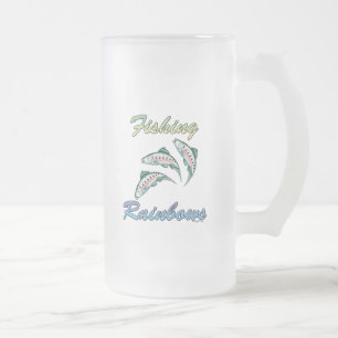 Fishing Rainbows Fishing Rainbow Trout Frosted Glass Beer Mug