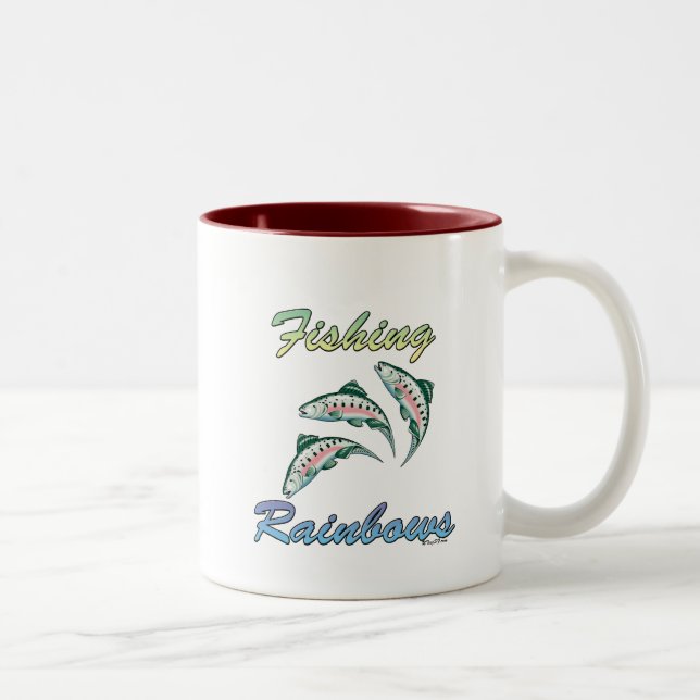 Fishing Rainbows Fishing Rainbow Trout Two-Tone Coffee Mug (Right)
