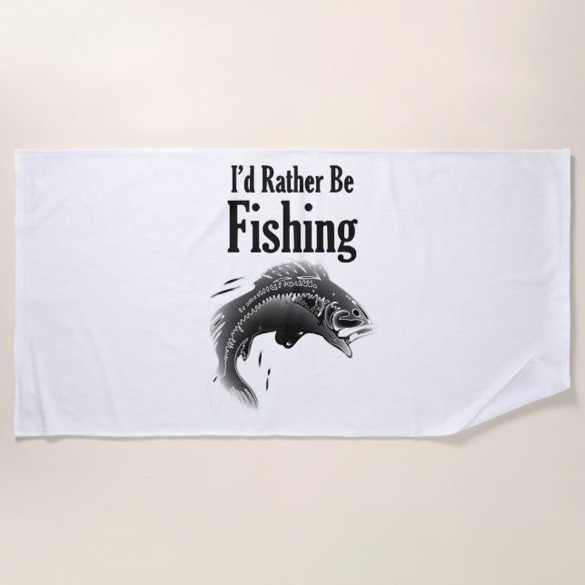 fishing rather be fish beach towel (Front)