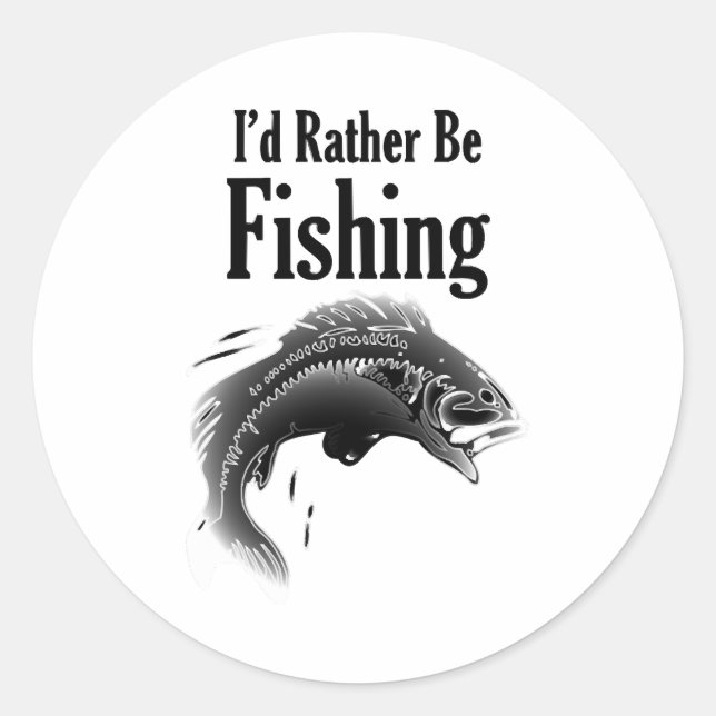 fishing rather be fish classic round sticker (Front)