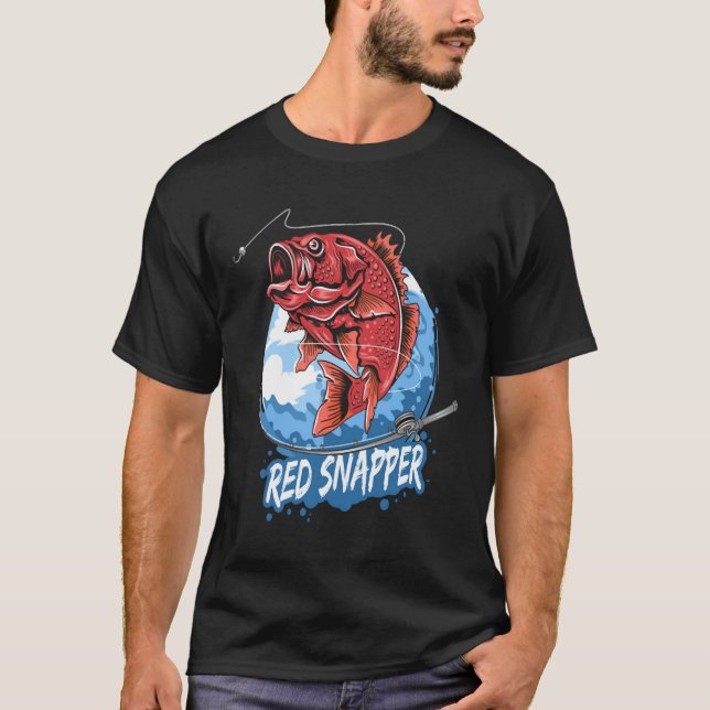 Fishing Red Snapper Illustration T-Shirt (Front)