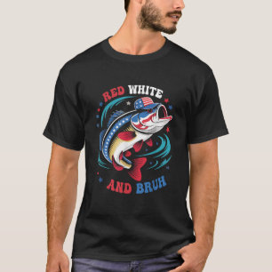 Fishing Red White And Bruh American Flag T-Shirt